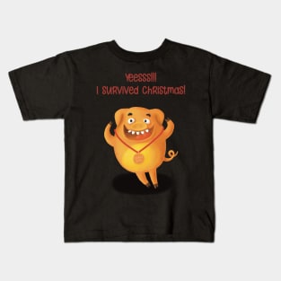 Happy pig, survived from been eaten at Christmas dinner Kids T-Shirt